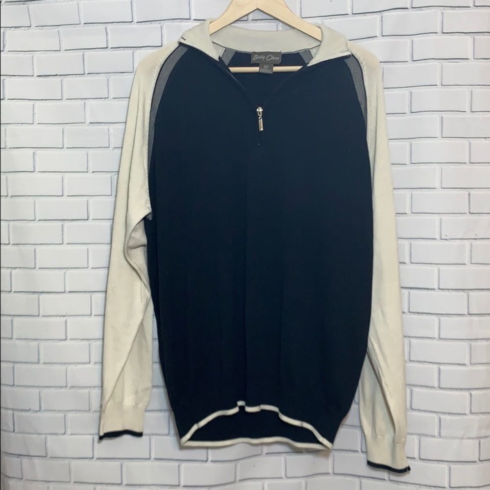 Bobby Chan Half Zip Silk Cotton Sweater Size XXL‎